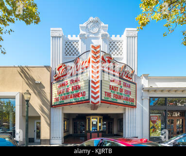 Restored 1925 Palo Alto Stanford Movie Theater showing East of Eden with James Dean and The Fountainhead by Ayn Rand with Gary Cooper. Stock Photo