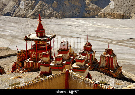 Stupas (chšrtens) in Tangbe, Mustang. Nepal. Stock Photo