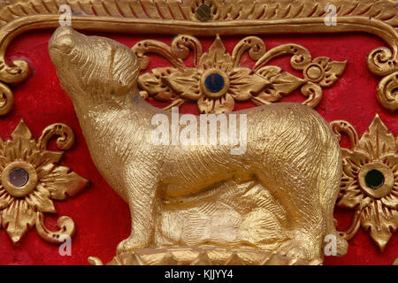 Chinese horoscope sign sculpture in Wat Pan Ping, Chiang Mai. Thailand. Stock Photo