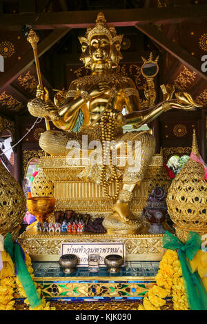 Brahma statue in Wat Chai Mongkhon, Chiang Mai. Thailand. Stock Photo