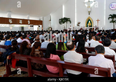Bai Dau catholic church.  Sunday morning catholic mass.  Vung Tau.  Vietnam. Stock Photo