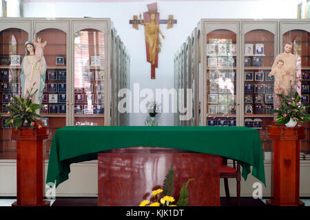 Church of the Sacred Heart of Jesus ( Nha Tho Tan Dinh ).  Columbarium. Cineray urns. Ho Chi Minh City.  Vietnam. Stock Photo