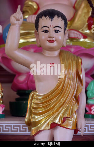 Chua Thiep Long buddhist pagoda.  Prince Siddhartha Gautama, Buddha as a child.  Thay Ninh. Vietnam. Stock Photo