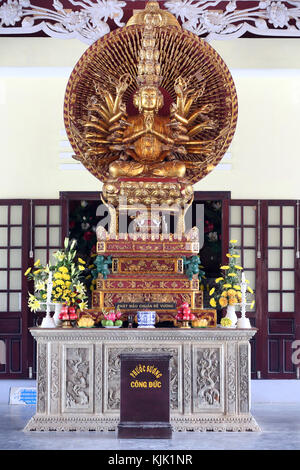 Linh Ung buddhist pagoda.  Thousand-armed Avalokitesvara, the Bodhisattva of Compassion. Statue.  Danang. Vietnam. Stock Photo