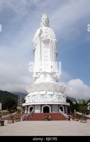 Linh Ung buddhist pagoda.  Quan Am bodhisattva of compassion or goddess of Mercy or lady Buddha.  Giant statue 67 m.   Danang. Vietnam. Stock Photo