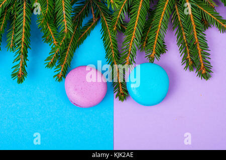 Macaroons for decoration on Christmas and New Year. Studio Photo Stock Photo