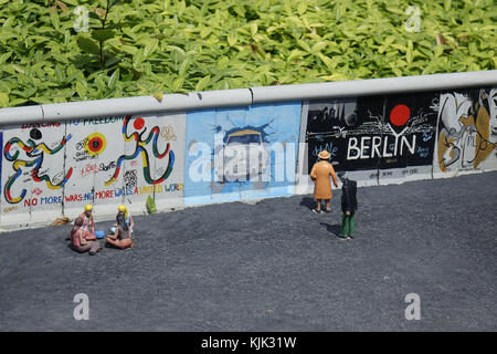 The exhibition site of Mini-Europe with a miniature of the Eiffel Tower in  Paris and the, Stock Photo, Picture And Rights Managed Image. Pic.  PAH-95585284