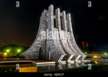 Kwame Nkrumah Memorial Park at night. Kwame Nkrumah Memorial Park (KNMP) is a National Park in Accra, Ghana named after Osagyefo Dr. Kwame Nkrumah, th Stock Photo