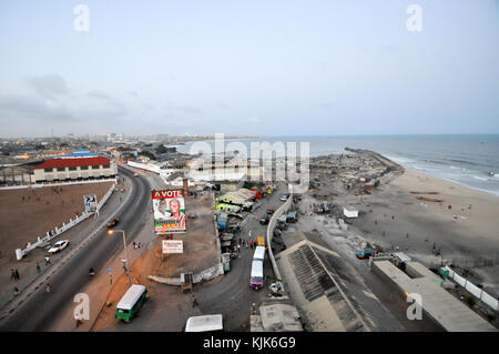 ACCRA, GHANA - APRIL 29, 2012: Panoramic view of Accra, Ghana in the evening from the Jamestown Lighthouse. Stock Photo