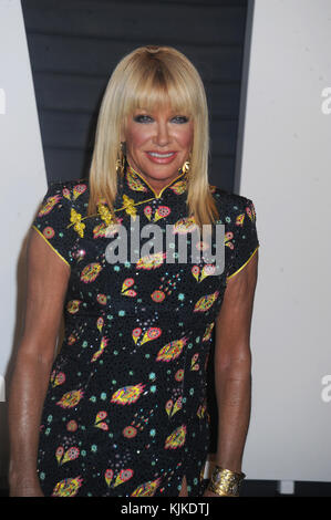 BEVERLY HILLS, CA - FEBRUARY 28: Suzanne Somers attends the 2016 Vanity Fair Oscar Party Hosted By Graydon Carter at the Wallis Annenberg Center for the Performing Arts on February 28, 2016 in Beverly Hills, California.  People:  Suzanne Somers Stock Photo
