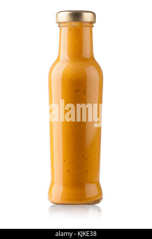 yellow sauce bottle isolated on white.with clipping path Stock Photo