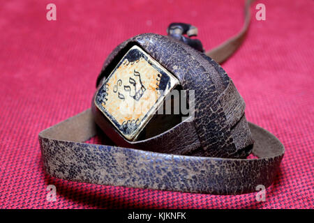 Old Tefillin also called phylacteries. Switzerland. Stock Photo