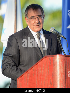 MIAMI, FL - NOVEMBER 19: Secretary of defense Leon Panetta attends the Change of Command Ceremony at US Southern Command on November 19, 2012 in Homestead, Florida.    People:  Leon Panetta Stock Photo