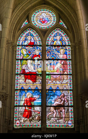 Stained glass in Saint-AndrŽ-de-l'Europe church.   Paris. France. Stock Photo