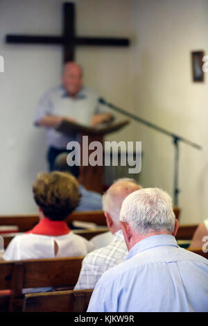 Sunday service at a Protestant church.  Cluses. France. Stock Photo