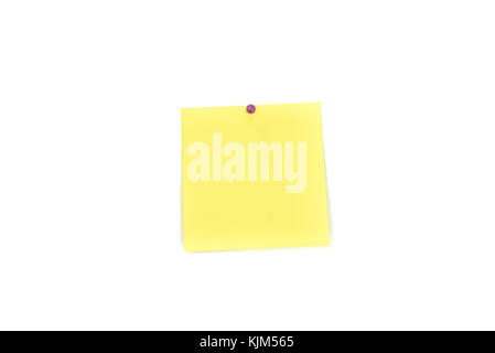 Yellow sticky notes with pin Stock Photo