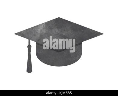 Watercolor Graduation cap on white Stock Vector