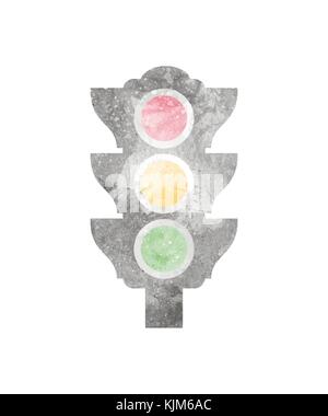 Watercolor Traffic light on white Stock Vector
