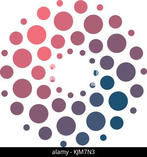 Advanced analysis big dat base symbol. Development of artificial intelligence sign. Abstract innovative high tech logo template. Colorful round icon from circles. Smart computer, machine learning. Stock Vector