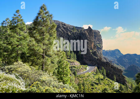 Twisty Rroad in Mountains in Gran Canaria. Spain. Stock Photo