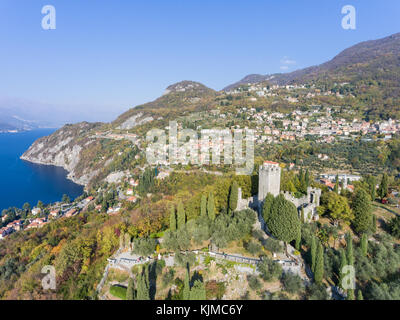 Panoramic view of Castle of Vezio. Lake of Como (Italy) Stock Photo