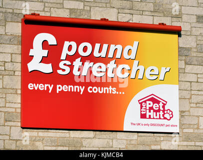 £ Poundstretcher every penny counts logo. The Old Showground, Kendal, Cumbria, England, United Kingdom, Europe. Stock Photo
