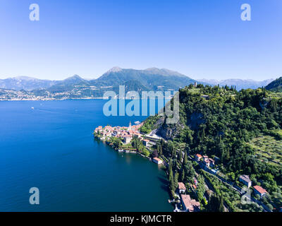 Panoramic view of Varenna and Vezio - Lake of Como Stock Photo