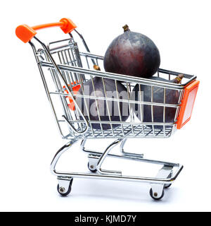 Fresh figs in shopping cart isolated on white. clipping path Stock Photo