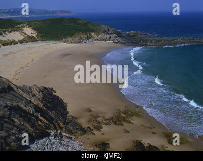 Brittany is a distinct region of north-west France and consists of Finistère in the west, Côtes-d'Armor in the north, Ille-et-Vilaine in the north east, Loire-Atlantique in the south east and Morbihan in the south on the Bay of Biscay. Stock Photo