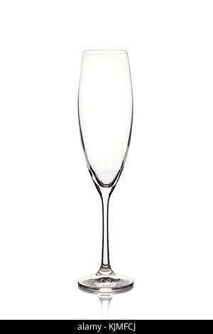 Empty champagne glass on white Stock Photo