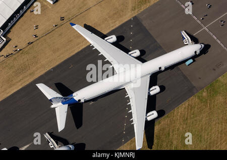 Airbus A340-642 parked in the static-display at the 2006 Farnborough International Airshow Stock Photo