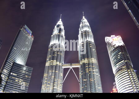 Kuala Lumpur, Malaysia - November 3, 2017: Night View of Petronas Tower Stock Photo