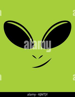 Vector cartoon illustration of green alien face. Stock Vector