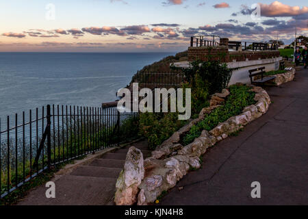 Sunset at Babbacombe seafront in Torquay, Devon, UK. November 2017. Stock Photo