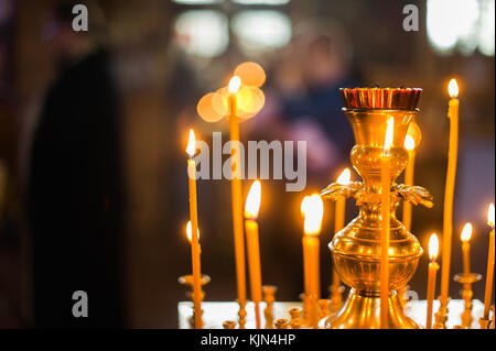 Interior Of Belarussian Orthodox Church In Easter In Gomel, Belarus. Easter Is The Most Popular Religious Holiday In Belarus. Stock Photo