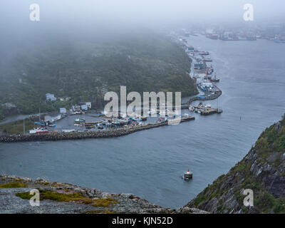 The Narrows entering St. John's Harbour from Signal Hill National Historic Site, St. John's, Newfoundland, Canada. Stock Photo