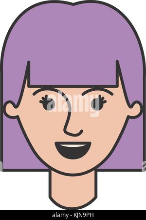 female face with mushroom hairstyle in colorful silhouette Stock Vector