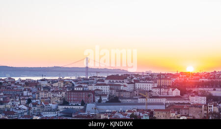LISBON, PORTUGAL - NOVEMBER 19, 2017: The cityscape of Lisbon, Portugal, at sunset on a November day. Stock Photo
