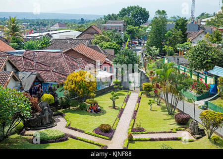View over the village Tumpang from Candi Jago, 13th-century Hindu temple near Malang, Tumpang district, East Java, Indonesia Stock Photo