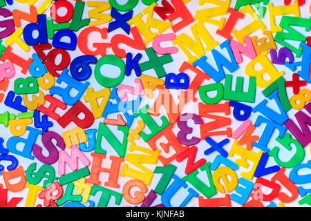 A close up shot of magnetic letters Stock Photo