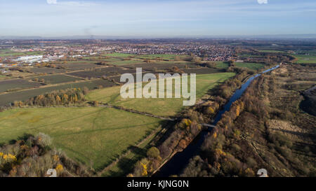 Aerial View Of Astley Moss, Astley, Greater Manchester, UK Stock Photo