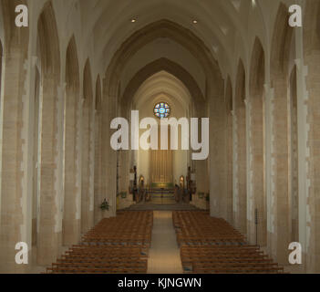 A view down the nave of Guildford Cathedral, looking east towards the altar. Stock Photo