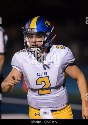 Football action with Sutter vs. Chico High School in Chico, California. Stock Photo