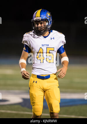 Football action with Sutter vs. Chico High School in Chico, California. Stock Photo