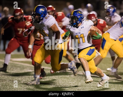 Football action with Sutter vs. Chico High School in Chico, California. Stock Photo