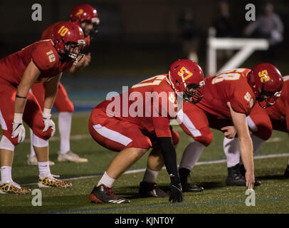 Football action with Sutter vs. Chico High School in Chico, California. Stock Photo