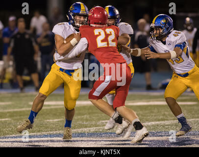 Football action with Sutter vs. Chico High School in Chico, California. Stock Photo