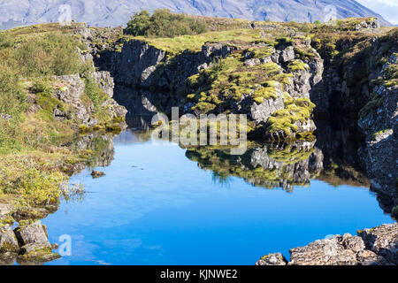 travel to Iceland - view of Silfra fissure in rift valley of Thingvellir national park in september Stock Photo