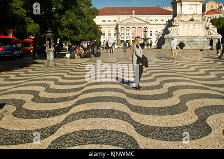 Rossio Square, Lisbon, Portugal. Stock Photo