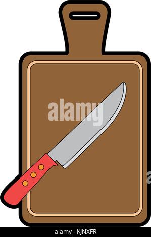 kitchen board with knife vector illustration design Stock Vector